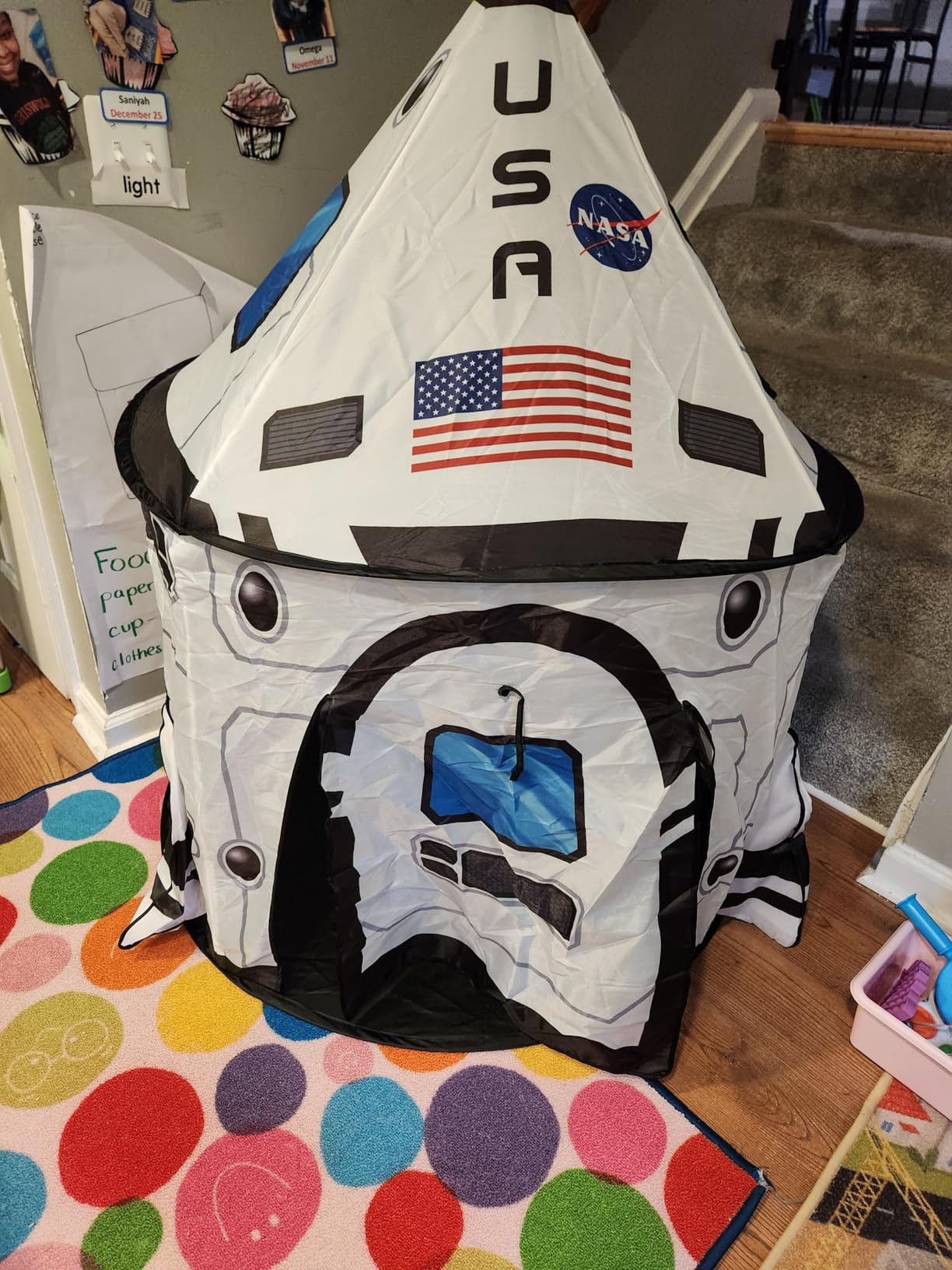 JOYIN Rocket Ship Play Tent Pop up Play Tent Kids Indoor Outdoor Spaceship Playhouse Tent Set - Customer Photo 2