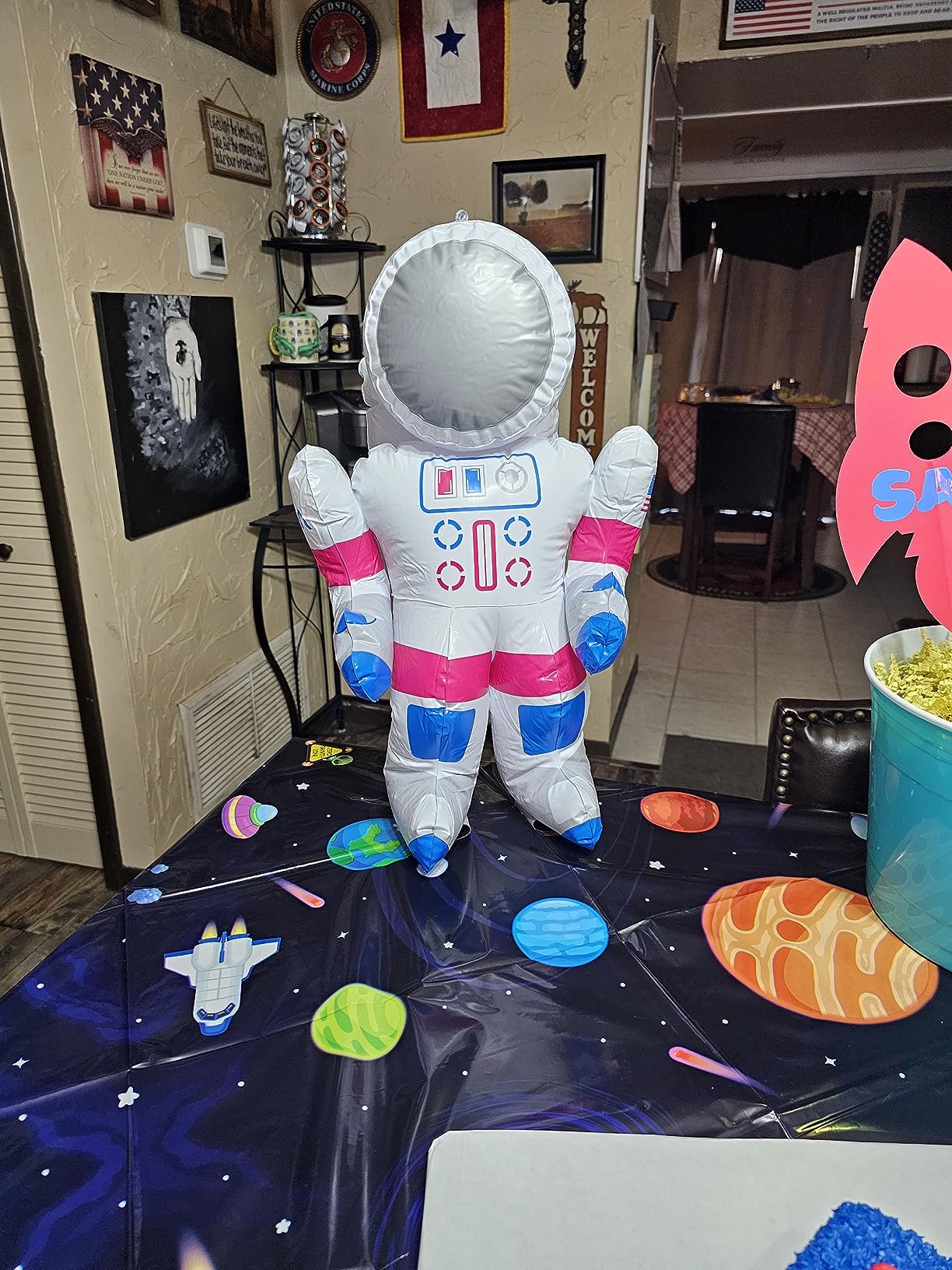 ArtCreativity Astronaut Inflates, Set of 2, Inflatable Astronaut Toys with Hanging Tag, Decorations for Outer Space Themed Party Decorations, 22 Inch Long Party Inflates, Fun Pretend Play Accessories - Customer Photo 2