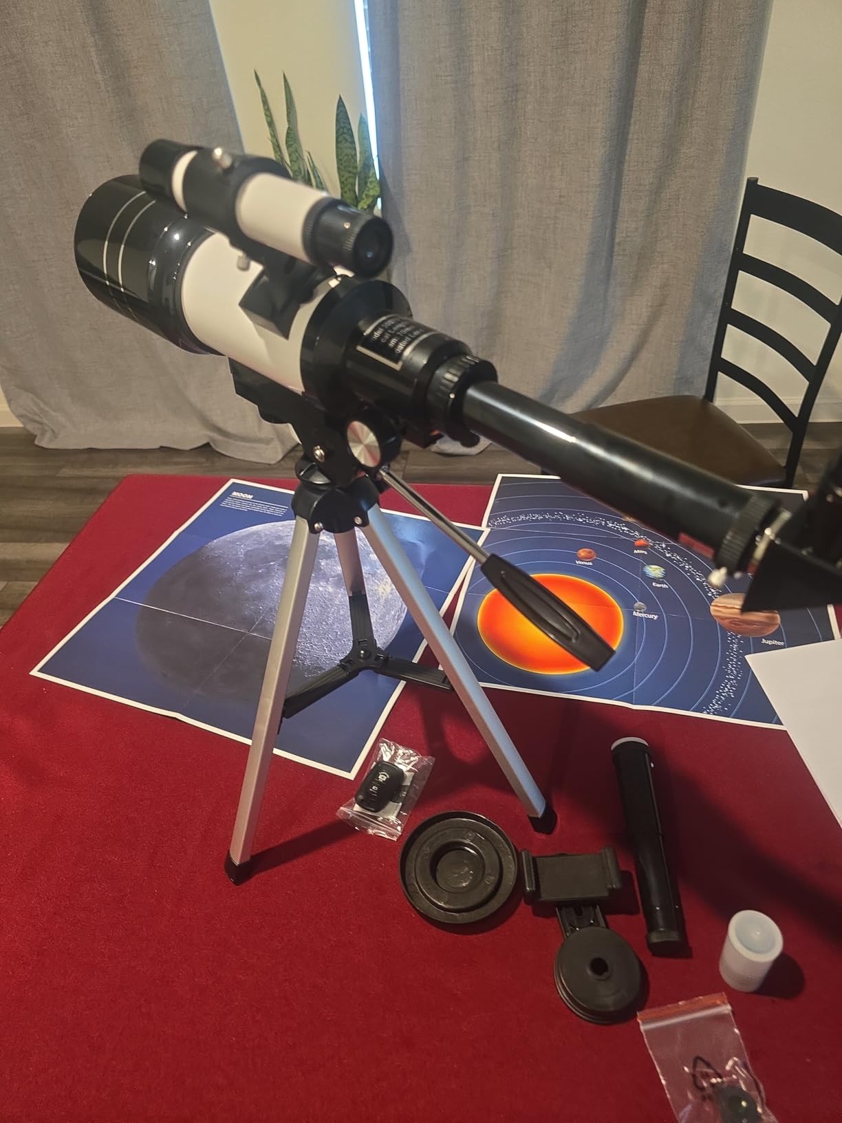 Telescope for Adults & Kids, 70mm Aperture Refractor (15X-150X) Portable Travel Telescope with Phone Adapter & Wireless Remote, Astronomy Beginners Gifts, Black Customer Review Telescope for Adults & Kids, 70mm Aperture Refractor (15X-150X) Portable Travel Telescope with Phone Adapter & Wireless Remote, Astronomy Beginners Gifts, Black - Customer Photo 1