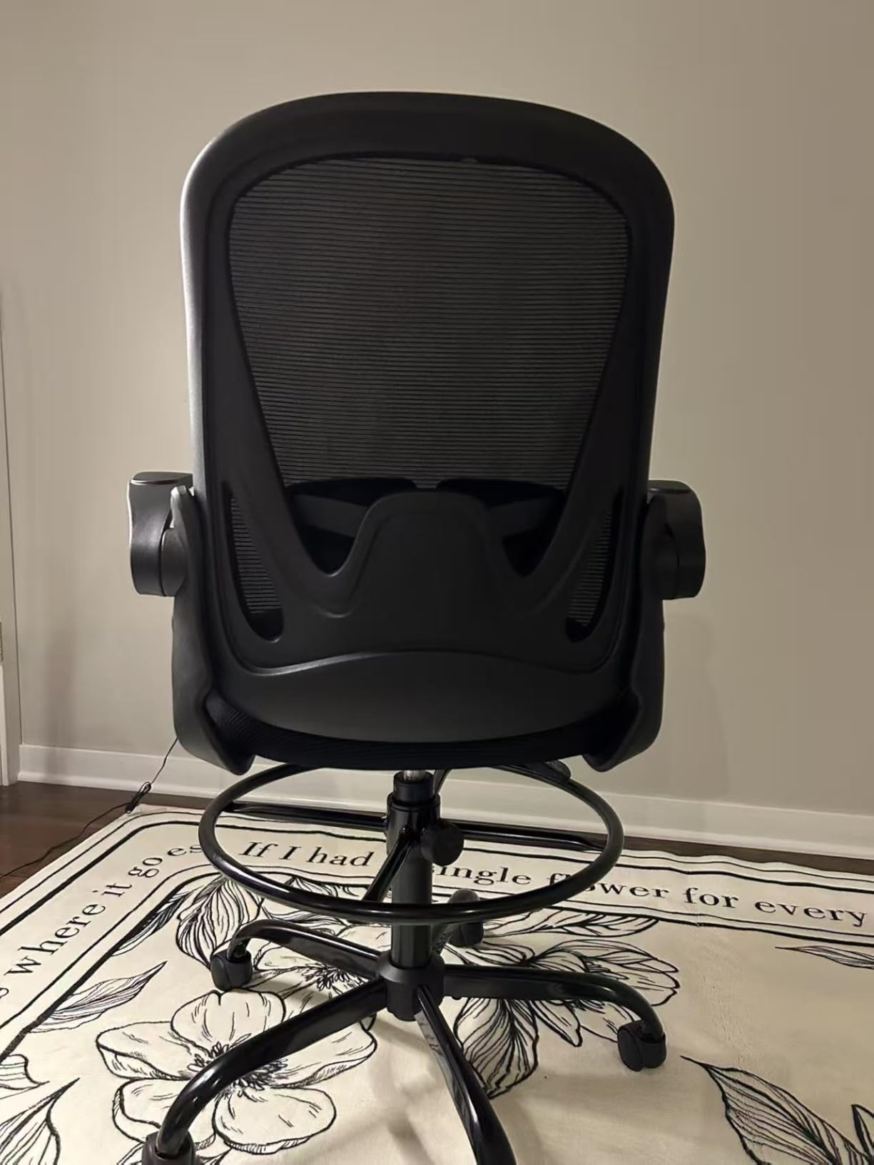 Primy Drafting Chair Tall Office Chair with Flip-up Armrests Executive Ergonomic Computer Standing Desk Chair with Lumbar Support and Adjustable Footrest Ring (Black) Customer Review Primy Drafting Chair Tall Office Chair with Flip-up Armrests Executive Ergonomic Computer Standing Desk Chair with Lumbar Support and Adjustable Footrest Ring (Black) - Customer Photo 4