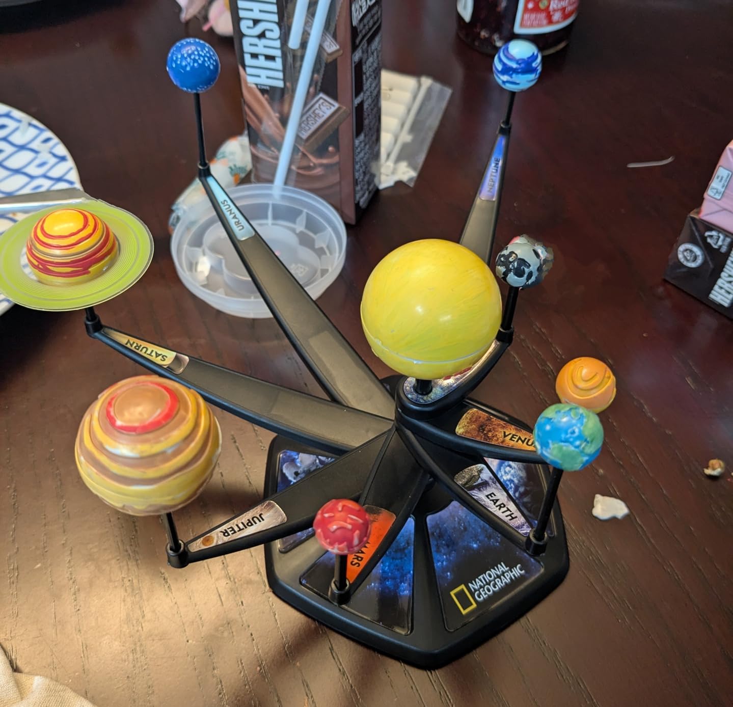 National Geographic Glow-in-The-Dark Solar System Model Kit for Kids - Build & Paint a 3D Planetary Model with Movable Arms, STEM Projects for Kids Ages 8-12, Space Themed Bedroom Decor - Customer Photo 3