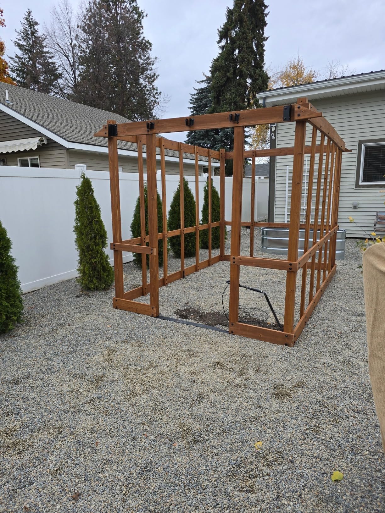 Backyard Discovery Bellerose XL 13' x 11' Cedar Wood and Polycarbonate Walk-in Greenhouse Kit with Pergola, Exhaust Fan, Windows, Hose Hook-Ups, PowerPort, Staging Shelves for Outdoor Gardening - Customer Photo 2