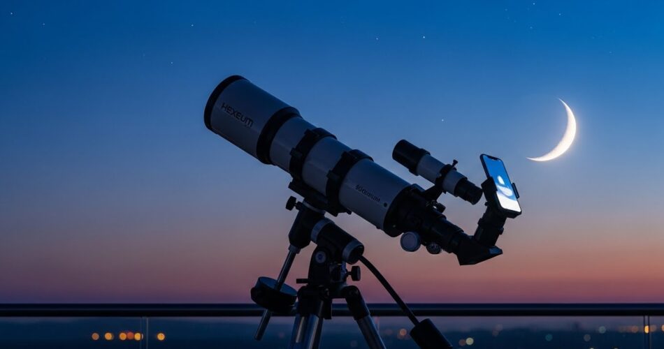 Hexeum telescopes brand review for [cy] showing the 80mm refractor model.