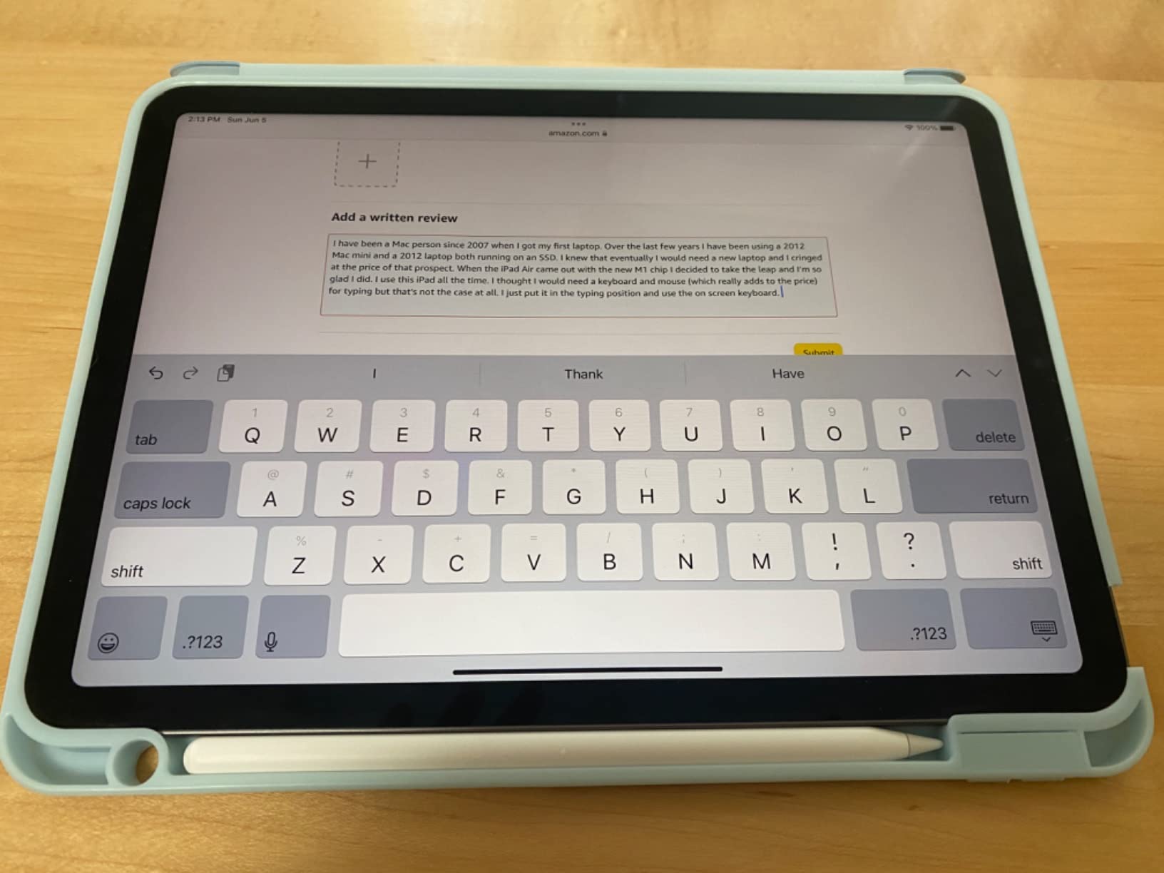 Apple iPad Air (5th Generation): with M1 chip, 10.9-inch Liquid Retina Display, 64GB, Wi-Fi 6, 12MP front/12MP Back Camera, Touch ID, All-Day Battery Life – Blue - Customer Photo 3