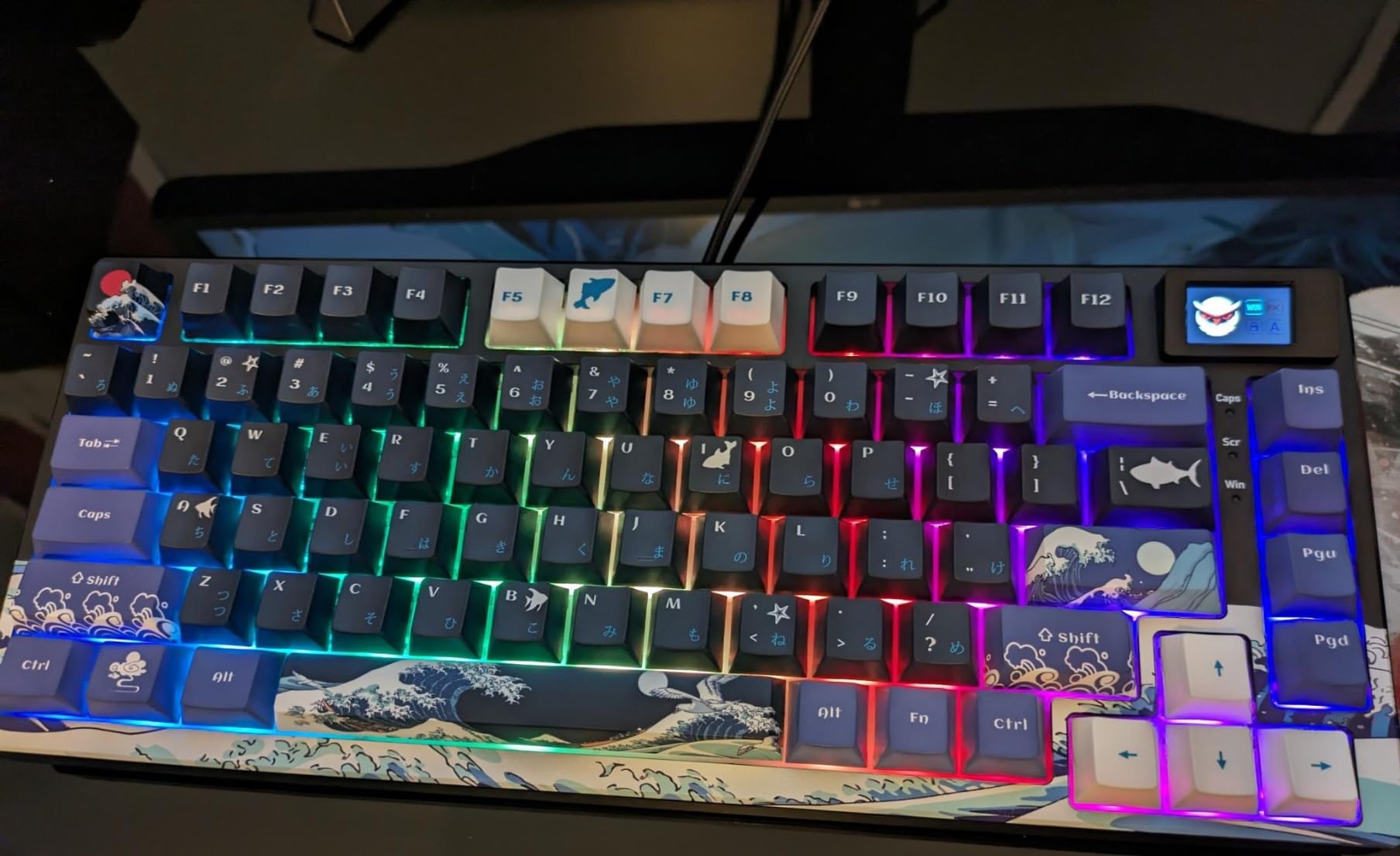 Womier S-K80 75% Keyboard with Color Multimedia Display Mechanical Gaming Keyboard, Wired Hot Swappable Gasket Mount RGB Custom Key Board, Pre-lubed Stabilizer for Mac/Win, Black Kanagawa Customer Review Womier S-K80 75% Keyboard with Color Multimedia Display Mechanical Gaming Keyboard, Wired Hot Swappable Gasket Mount RGB Custom Key Board, Pre-lubed Stabilizer for Mac/Win, Black Kanagawa - Customer Photo 4