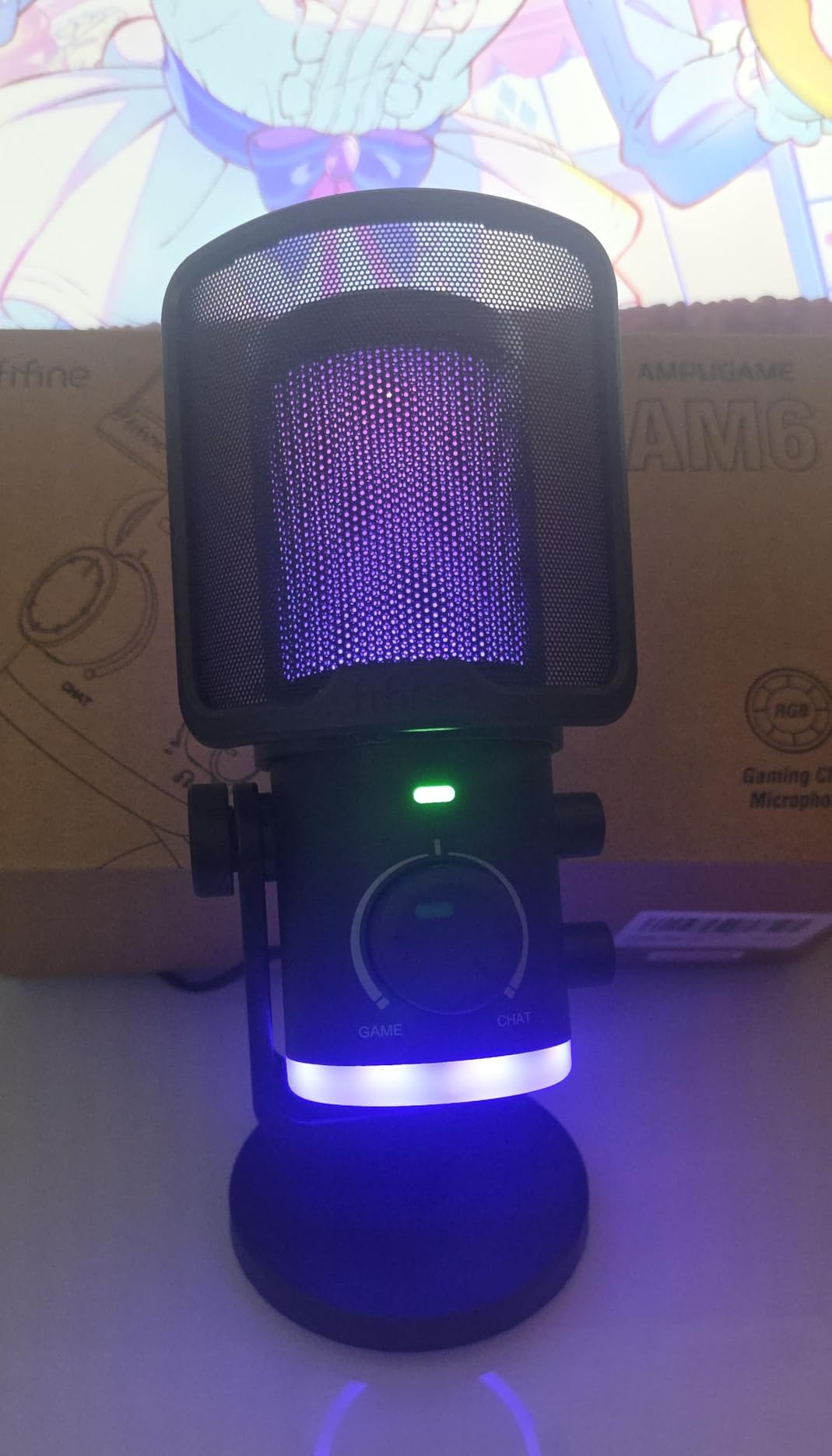 FIFINE Gaming PC Microphone, USB Streaming Microphone with Game Chat Balance, Computer Condenser Desktop RGB Mic with Mute Button, Noise Cancellation for Podcast/Twitch/Discord-AMPLIGAME AM6 - Customer Photo 1