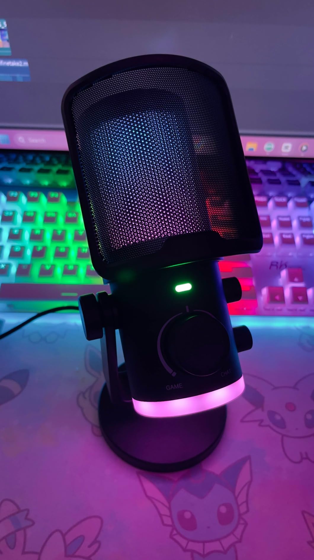 FIFINE Gaming PC Microphone, USB Streaming Microphone with Game Chat Balance, Computer Condenser Desktop RGB Mic with Mute Button, Noise Cancellation for Podcast/Twitch/Discord-AMPLIGAME AM6 - Customer Photo 2