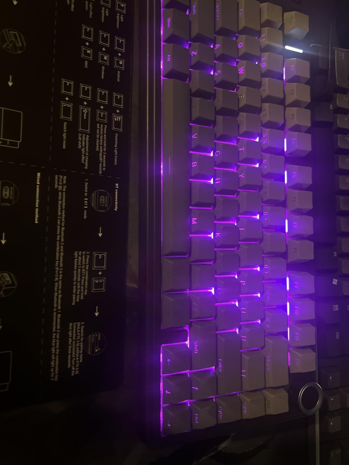 AULA F75 Pro Wireless Mechanical Keyboard,75% Hot Swappable Custom Keyboard with Knob,RGB Backlit,Pre-lubed Reaper Switches,Side Printed PBT Keycaps,2.4GHz/USB-C/BT5.0 Mechanical Gaming Keyboards Customer Review AULA F75 Pro Wireless Mechanical Keyboard,75% Hot Swappable Custom Keyboard with Knob,RGB Backlit,Pre-lubed Reaper Switches,Side Printed PBT Keycaps,2.4GHz/USB-C/BT5.0 Mechanical Gaming Keyboards - Customer Photo 4