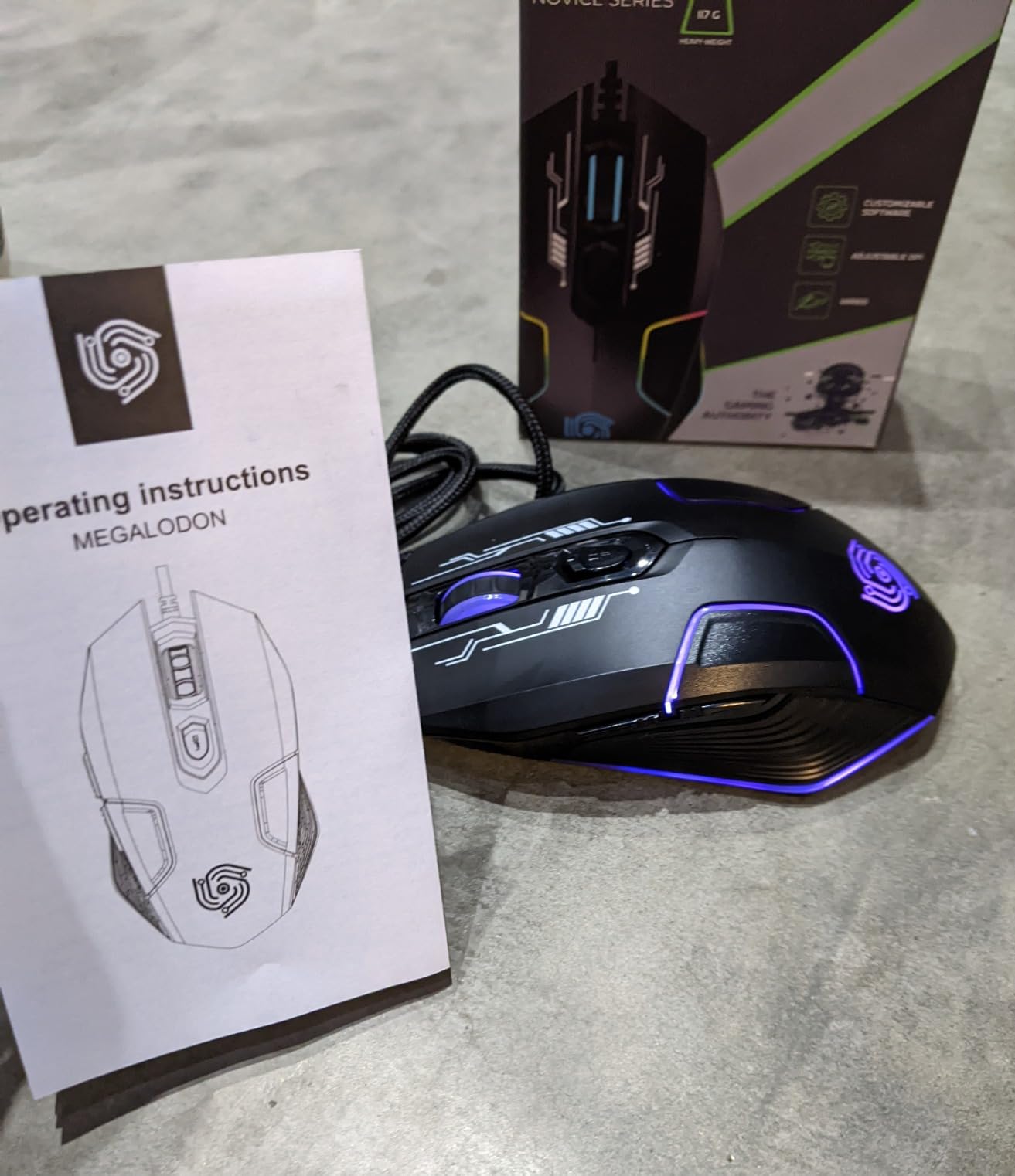 Wired Gaming Mouse with Ambidextrous Design, Heavyweight USB Mouse, RGB Lighting, Adjustable DPI, for Computer and Laptop, Black (MKE 810 Megalodon) - Customer Photo 1