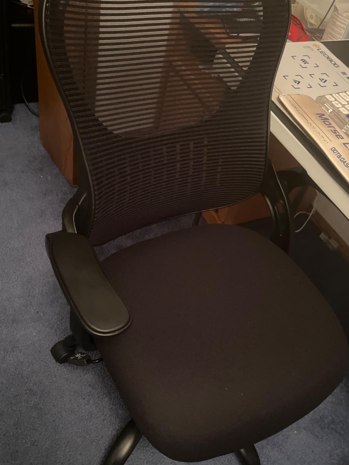 Ergonomic Mesh Office Chair with Lumbar Support Pillow & Retractable Footrest, Breathable High-Back Design Gaming Desk Recliner Chair for Adults with Wheels, Adjustable Height, Blue - Customer Photo 1