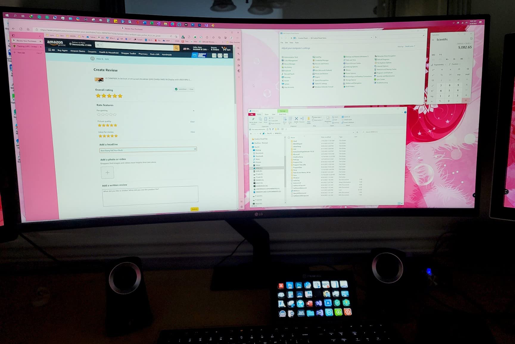 LG 34WR55QK-B 34-inch UltraWide WQHD (3440 x 1440) Curved Computer Monitor, 100Hz, 5ms, HDR10, Reader Mode, HDMI, DisplayPort, USB Type-C, Tilt/Height Adjustable Stand, Black - Customer Photo 1