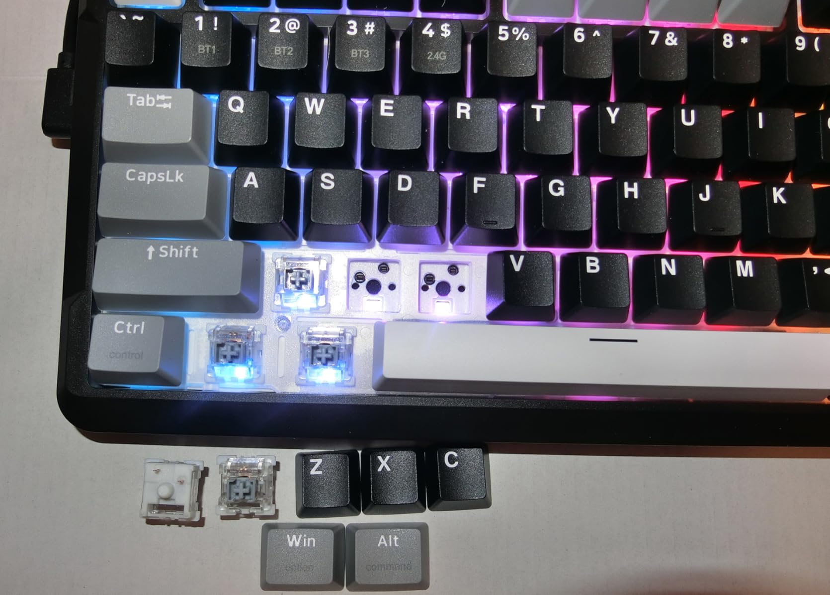 Redragon K742 Wireless Mechanical Gaming Keyboard with Knob, Bluetooth 5.0/2.4GHz/USB C Wired Creamy Keyboard with Number Pad for PC Computer, Hot Swappable RGB Backlits, Custom Linear Switch, Black - Customer Photo 2