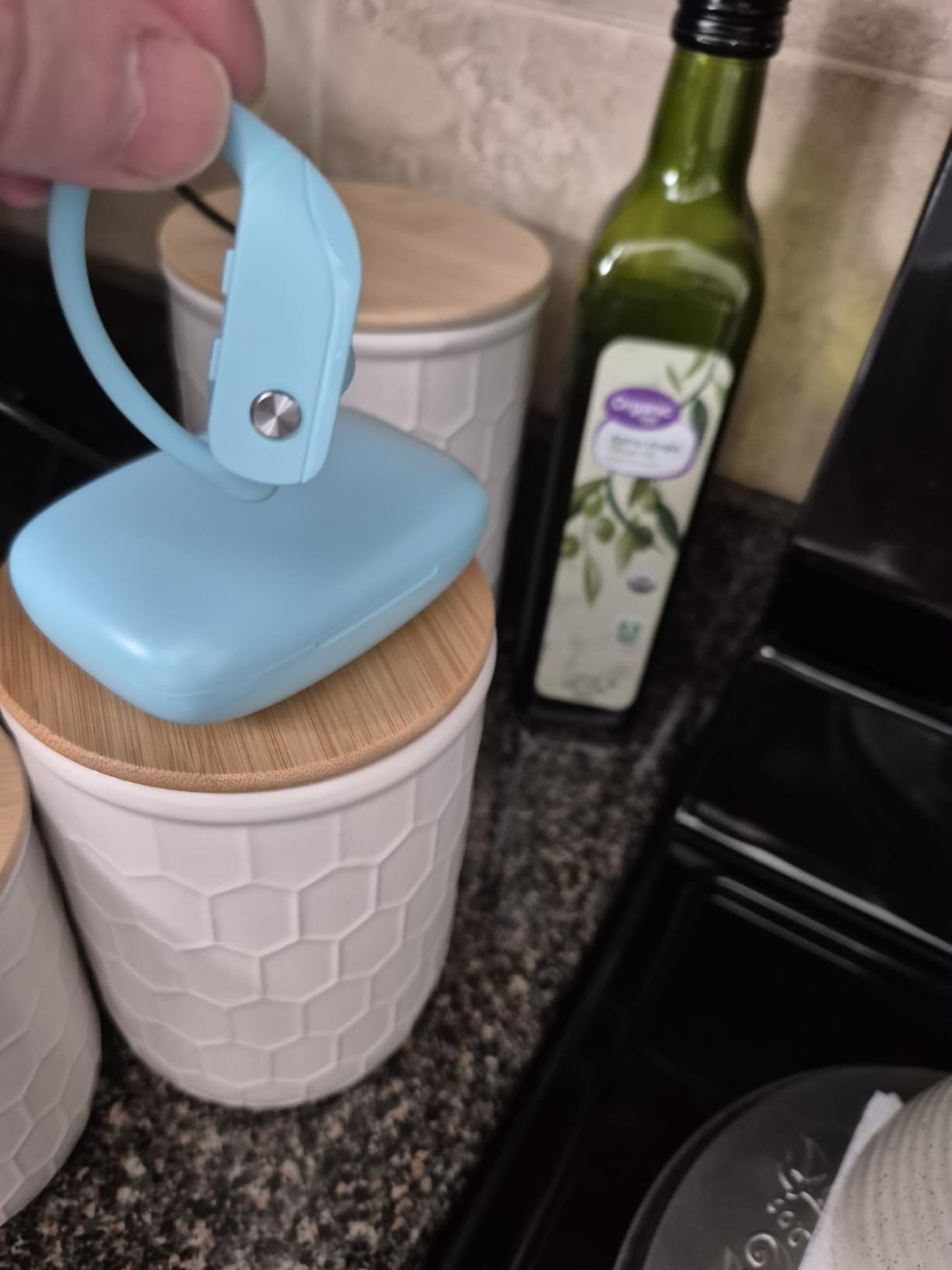 bmani Ear Buds Wireless Earbuds Bluetooth Headphones with 80H Playtime LED Display Case, Over-Ear Hook with Mic, Stereo Sound, Easy Button Controls, Sports Earphones for Running Workout Gym Black - Customer Photo 2