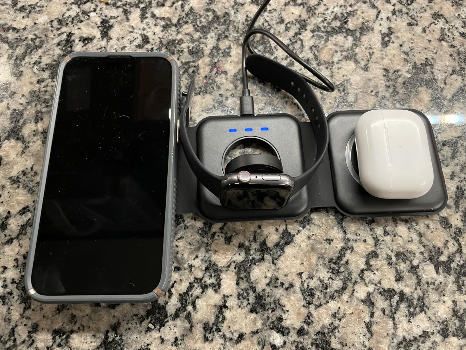 Wireless Charger 3 in 1,RTOPS Magnetic Travel Wireless Charging Station Multiple Devices,GaN 3 in 1 Charging Station,Compatible for iPhone16/15/14/13/Pro/Max,iWatch,AirPods4/3/2/Pro(Adapter Includes) - Customer Photo 2