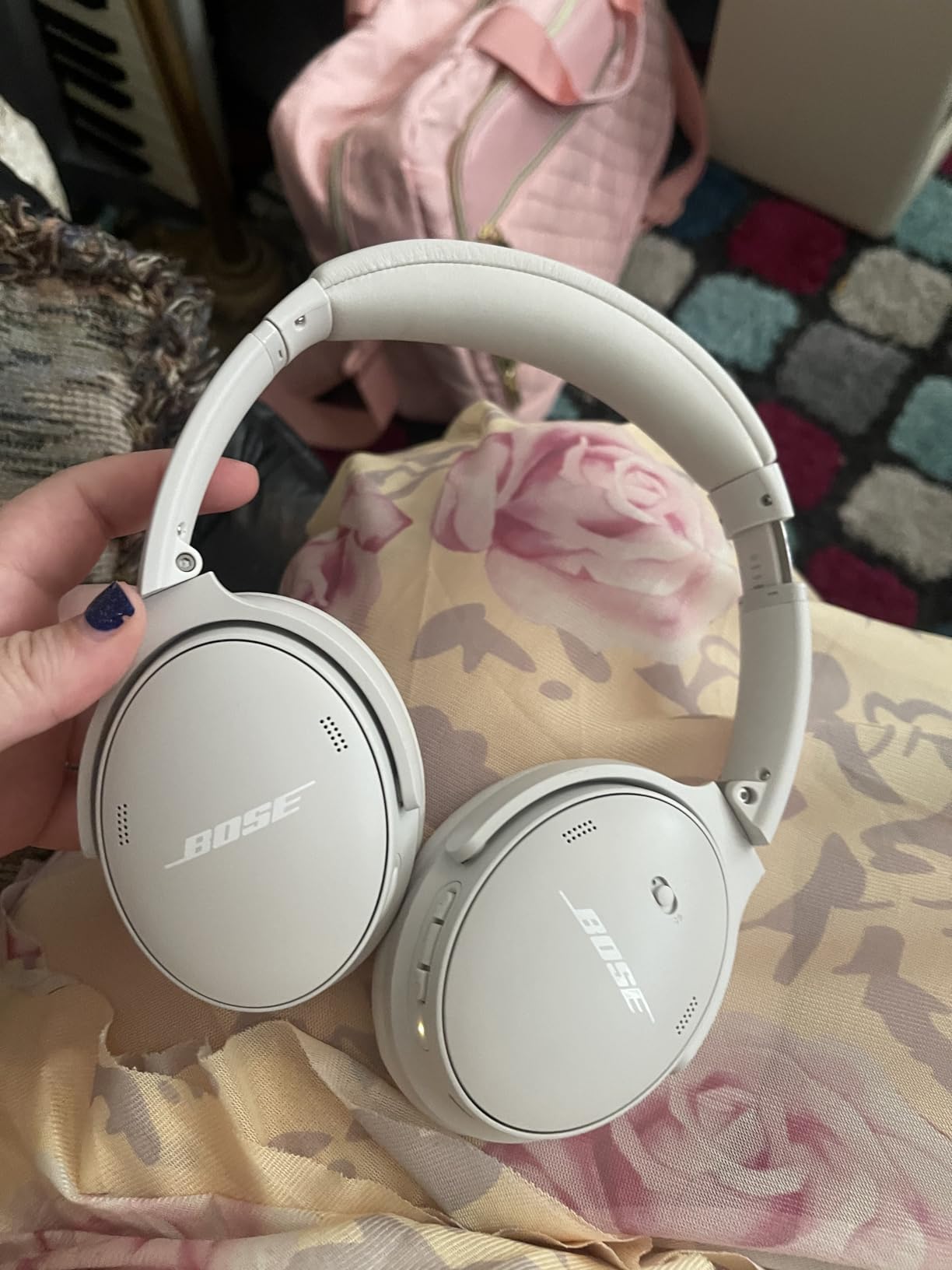 Bose QuietComfort Headphones - Wireless Bluetooth Headphones, Active Over Ear Noise Cancelling and Mic, USB-C Charging, Deep Bass, Up to 24 Hours of Playtime, Sandstone - Customer Photo 2