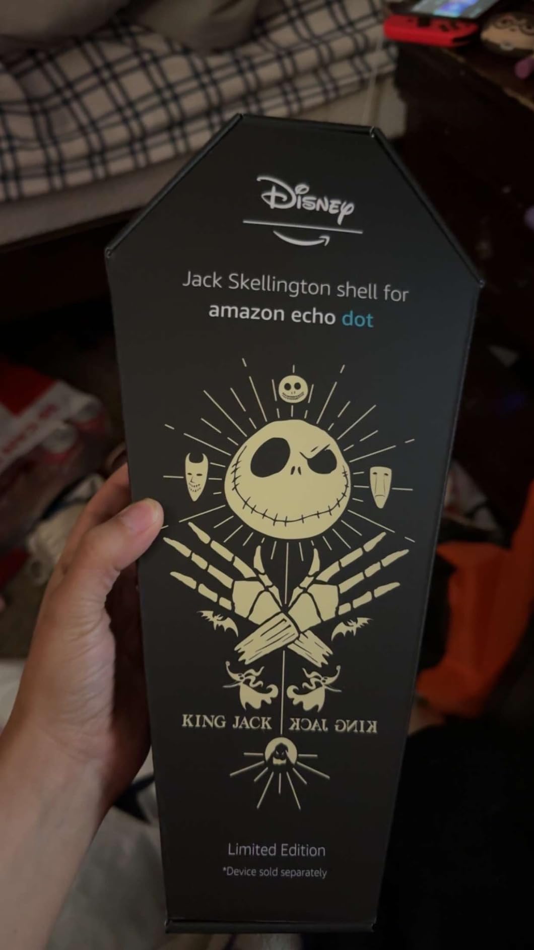 Echo Dot Bundle: Includes Echo Dot (5th Gen, newest model) | Glacier White and Limited Edition Disney Jack Skellington Shell - Customer Photo 4