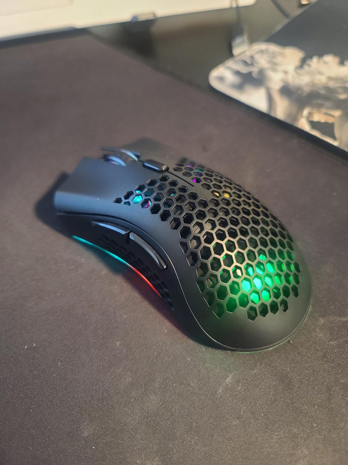 KM-1 Gaming Mouse, Wireless Mouse Gaming Computer Mice USB with Honeycomb Shell, 6 Programmed Buttons, 3 Adjustable DPI, Ergonomic RGB Optical Mouse for PC Mac Laptop - Customer Photo 1