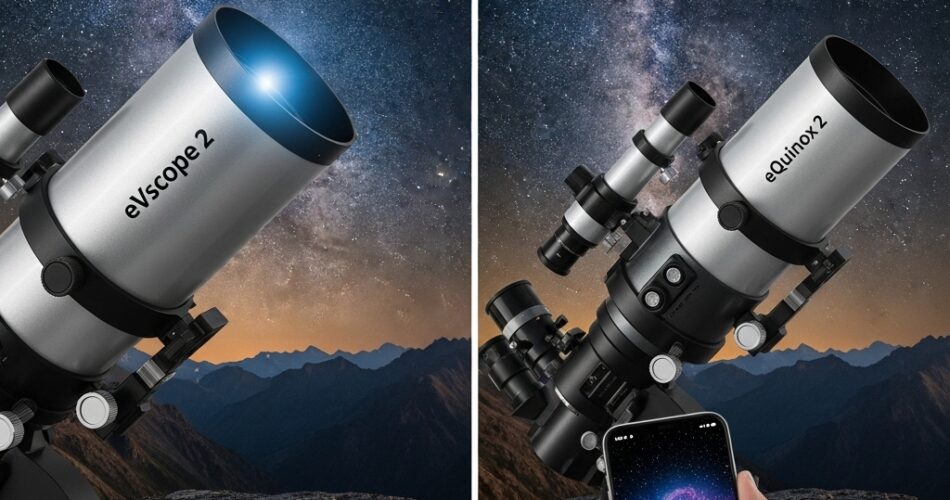 Comparison of Unistellar eVscope 2 with Nikon eyepiece vs eQuinox 2 app-only telescope for 2026.