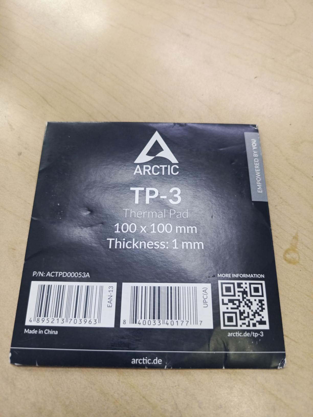 ARCTIC TP-3: Premium Performance Thermal Pad, 100 x 100 x 1.0 mm (Stackable to 2.0 mm Without Performance Loss), 1 Piece - High Performance, Particularly Soft, Ideal Gap Filler, Bridging Gaps customer photo 1