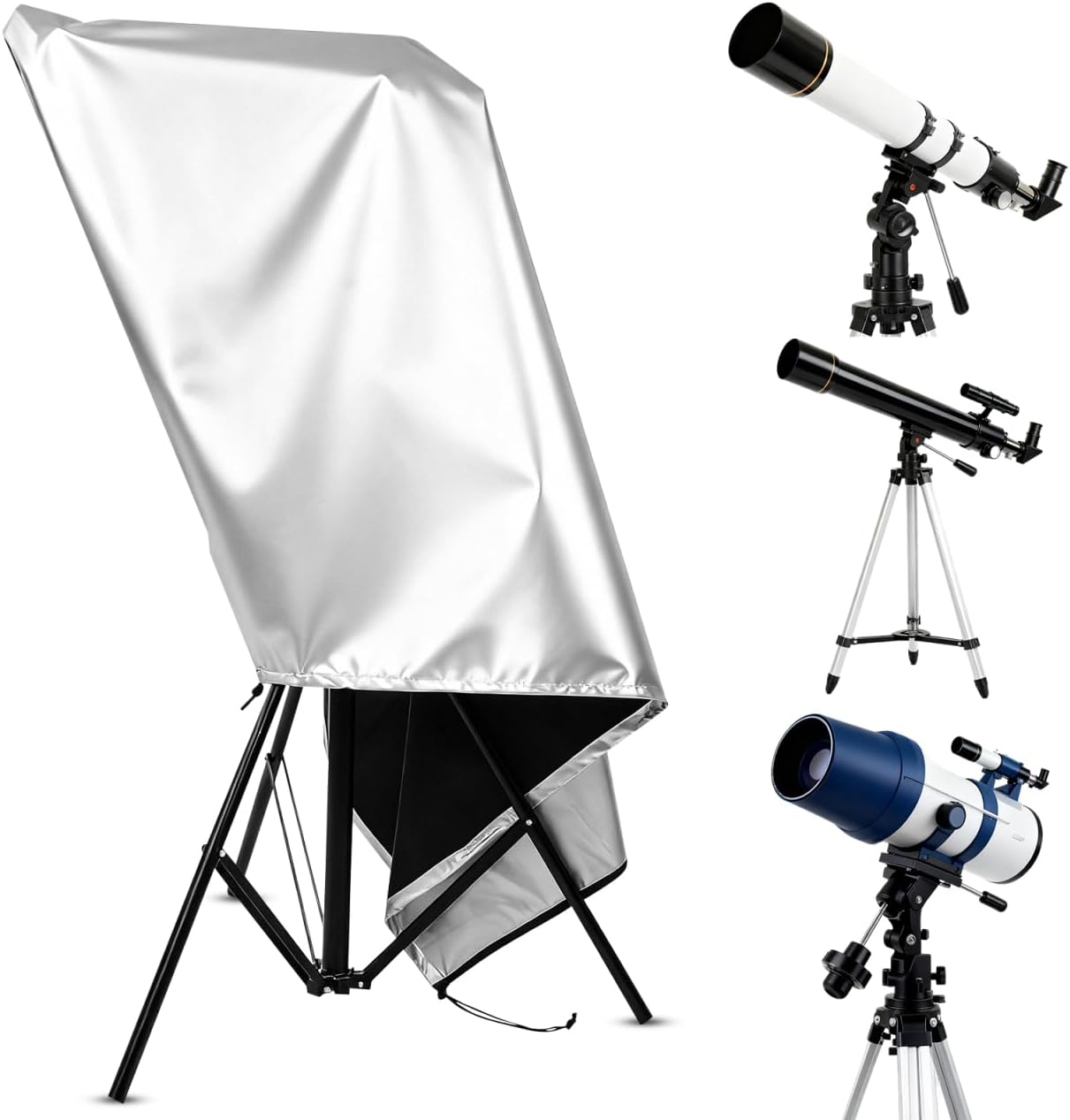 Milisten Telescope Cover Waterproof Outdoor Sun Protective Astronomical Telescope Dust Cover with Adjustable Drawstring for Outside or Indoor Use Silver, 59x34Inch/150x85CM customer photo 1