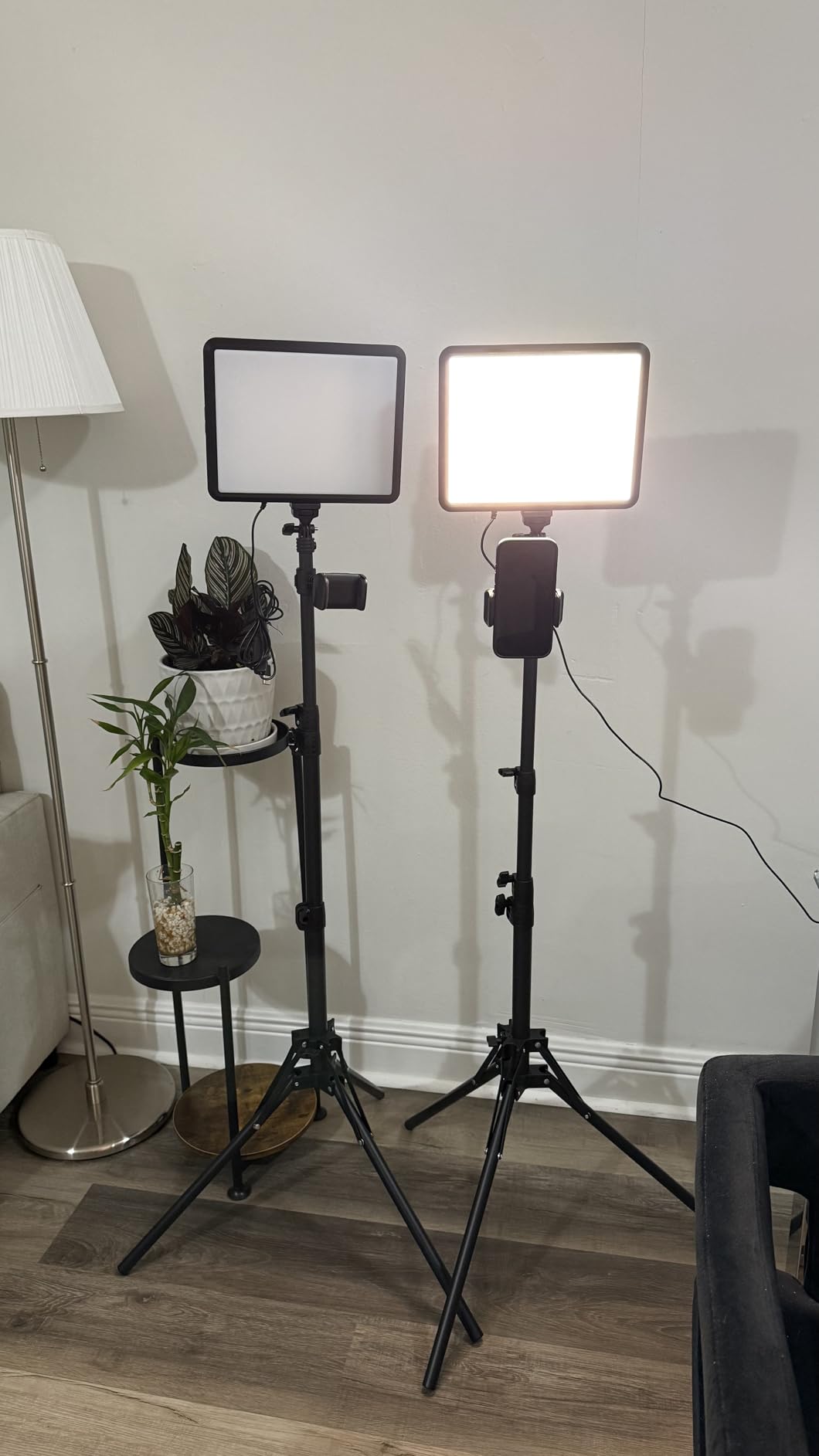 2-Pack LED Video Light Kit, NiceVeedi Studio Light, 2800-6500K Dimmable Photography Lighting Kit with Tripod Stand & Phone Holder, 73