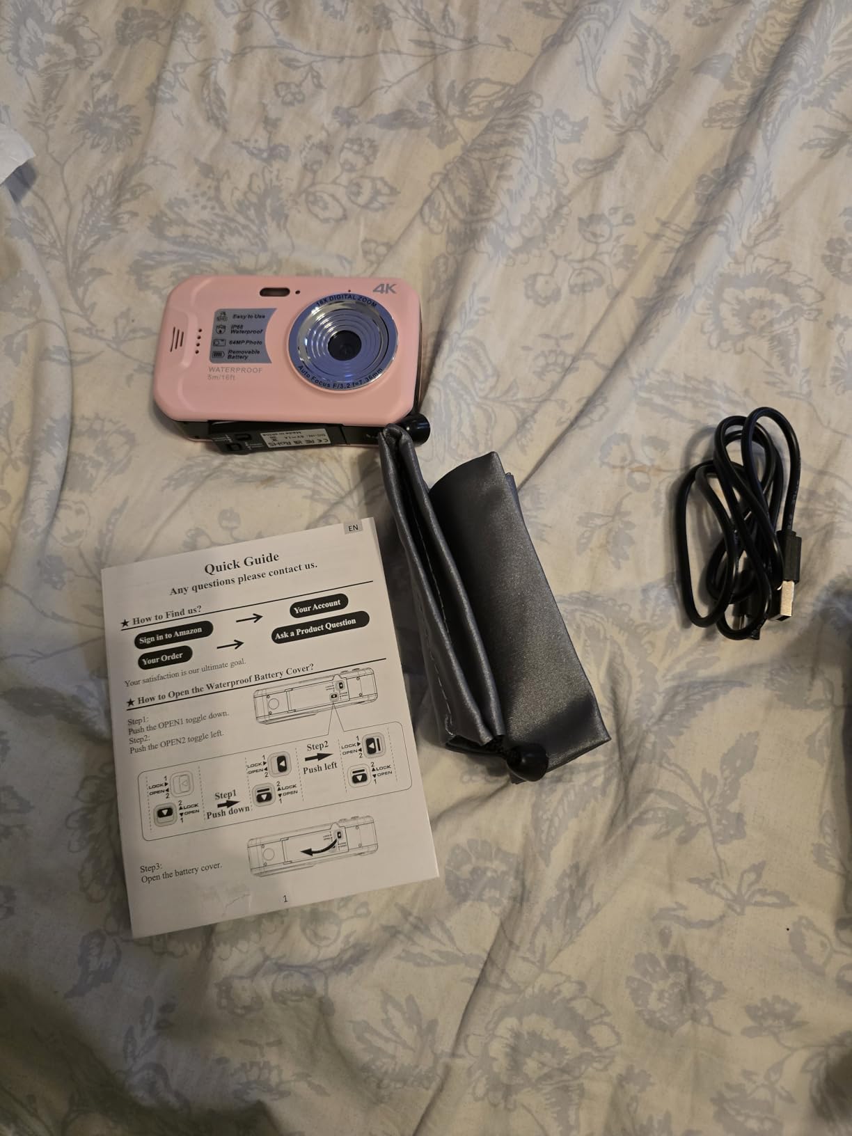 4K Underwater Camera, 64MP 16FT Waterproof Digital Camera with 16GB Card, Autofocus Floatable Waterproof Camera with IPS HD Screen, 16X Digital Zoom, Fill Light, for Snorkeling, Surfing, Swimming customer photo 1